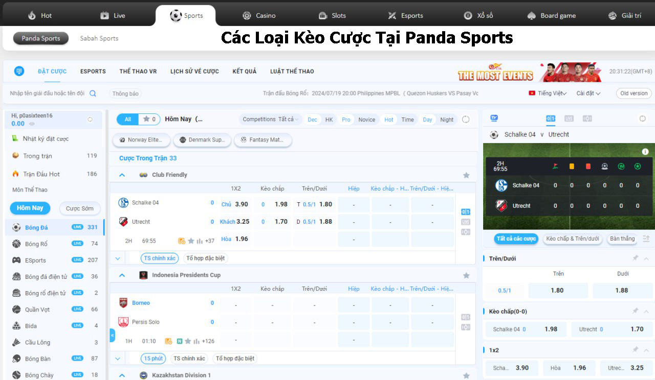 Các Loại Kèo Cược Tại Panda Sports